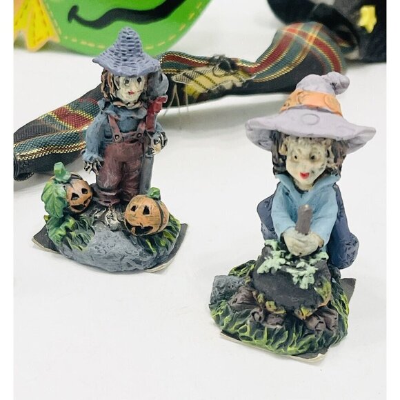 Lot Of 7 Witches Figurines Tealight Holder Hat Halloween Decor - Picture 7 of 9